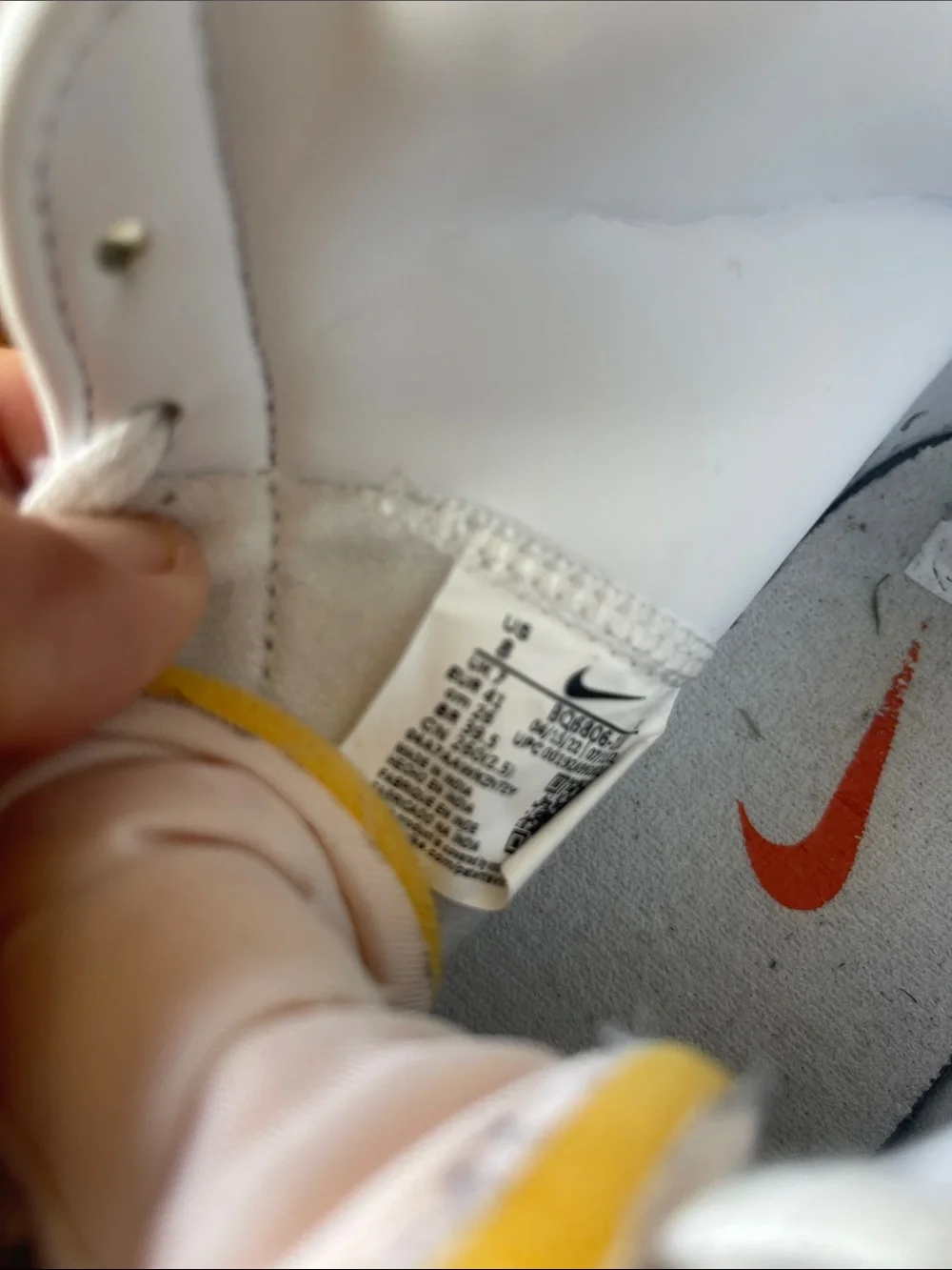 Nike Size 8 White High-Top Sneakers with Black Swoosh
